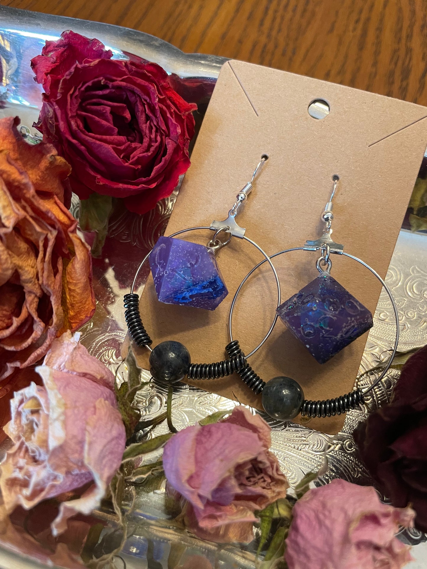 Dark Dreams D10 Earrings w/ Kyanite