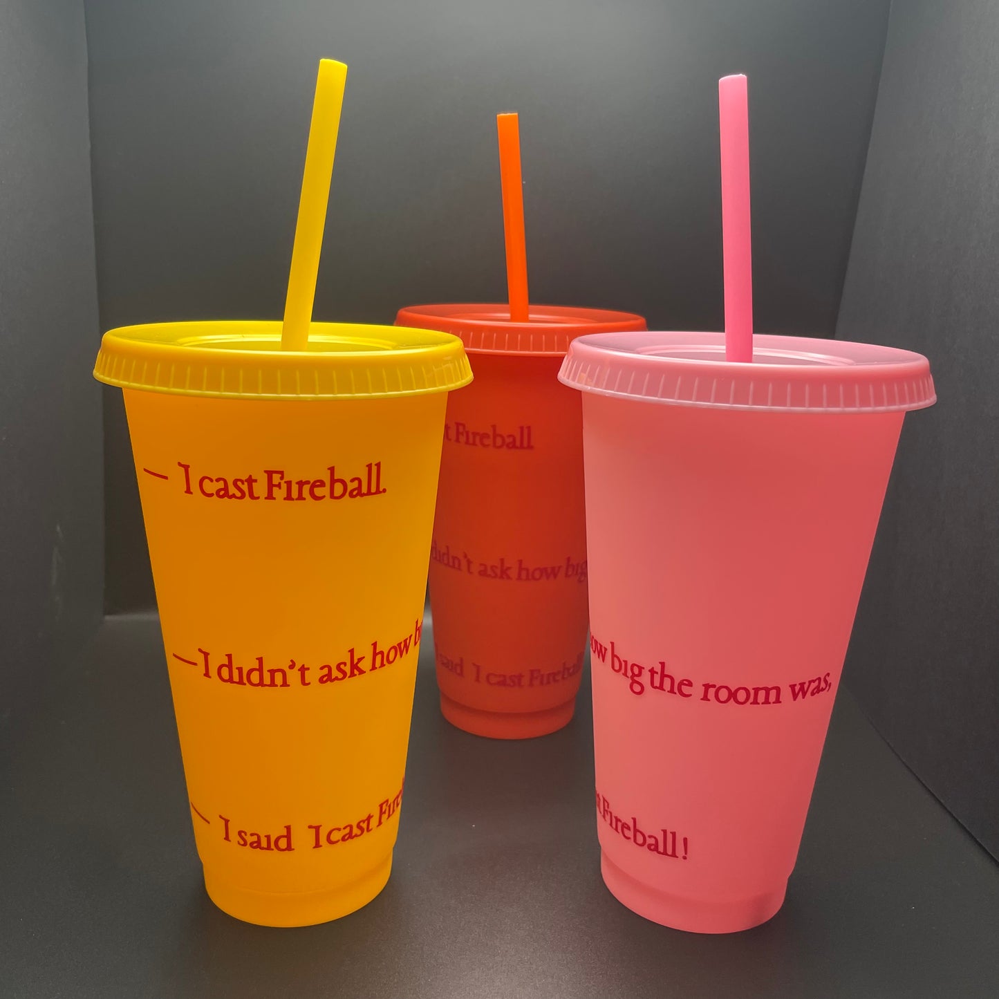 “I Cast Fireball” Plastic Cup w/ Straw & Lid