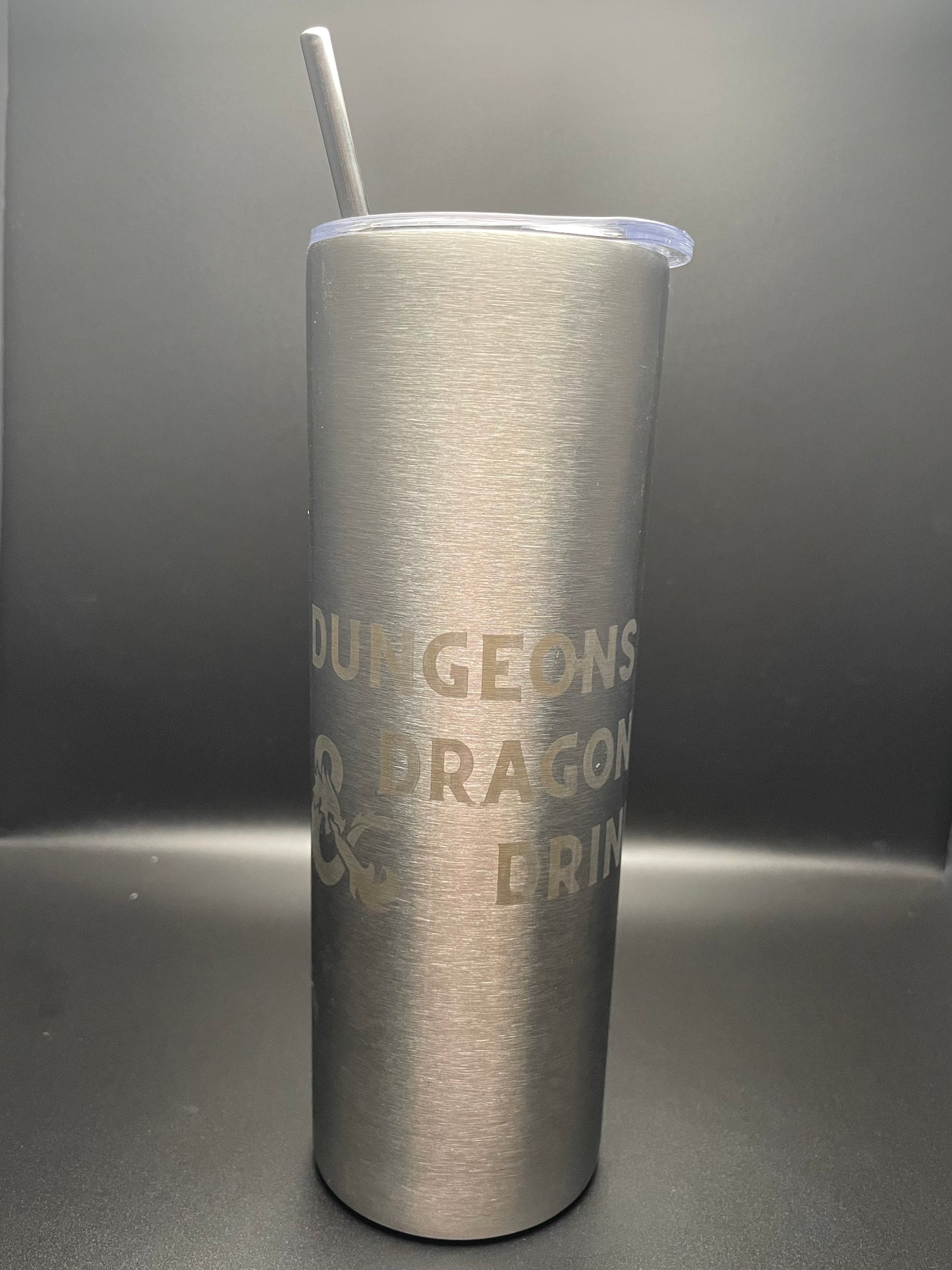 D&D Etched Stainless Steel Insulated Tumbler w/ Straw & Lid