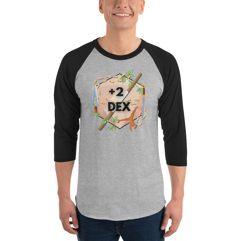 “+2 Dexterity” 3/4 sleeve raglan shirt