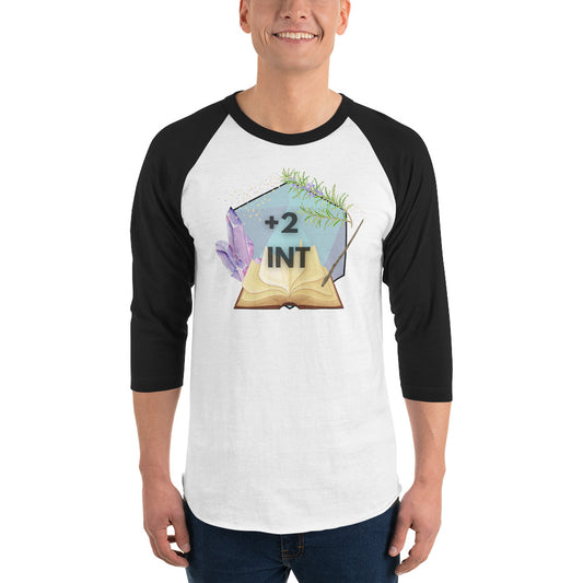 “+2 Intelligence” 3/4 sleeve raglan shirt