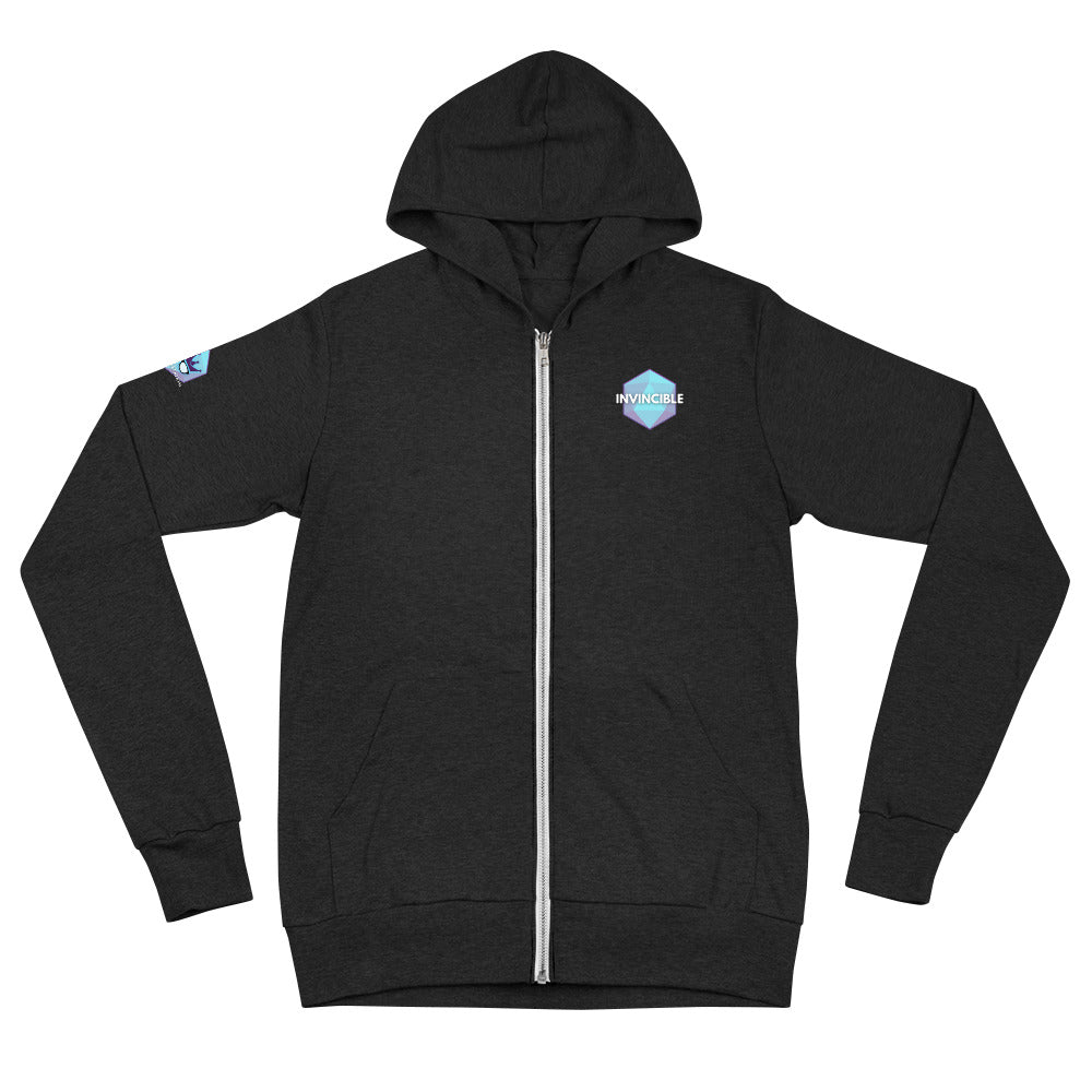 “Invincible” D20 Stats unisex zip Hoodie