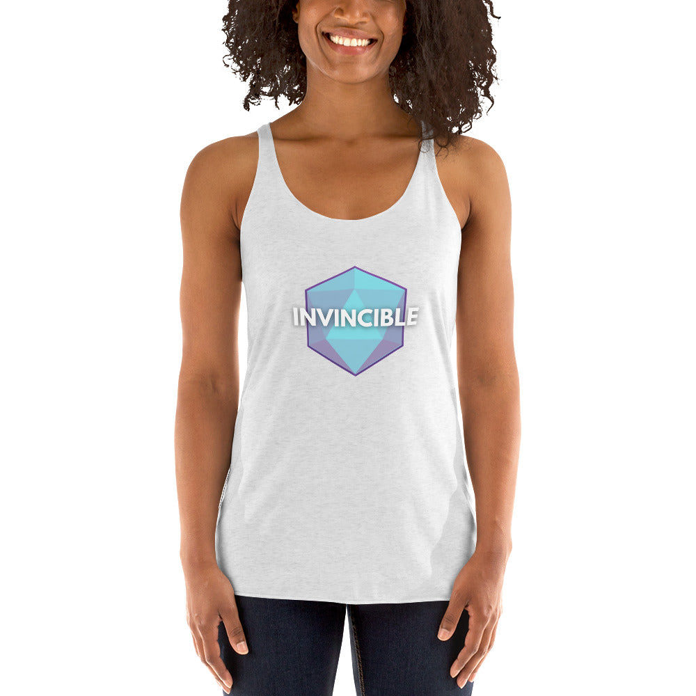 “Invincible D20 Stats” Women's Racerback Tank