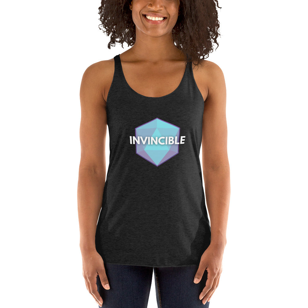 “Invincible D20 Stats” Women's Racerback Tank